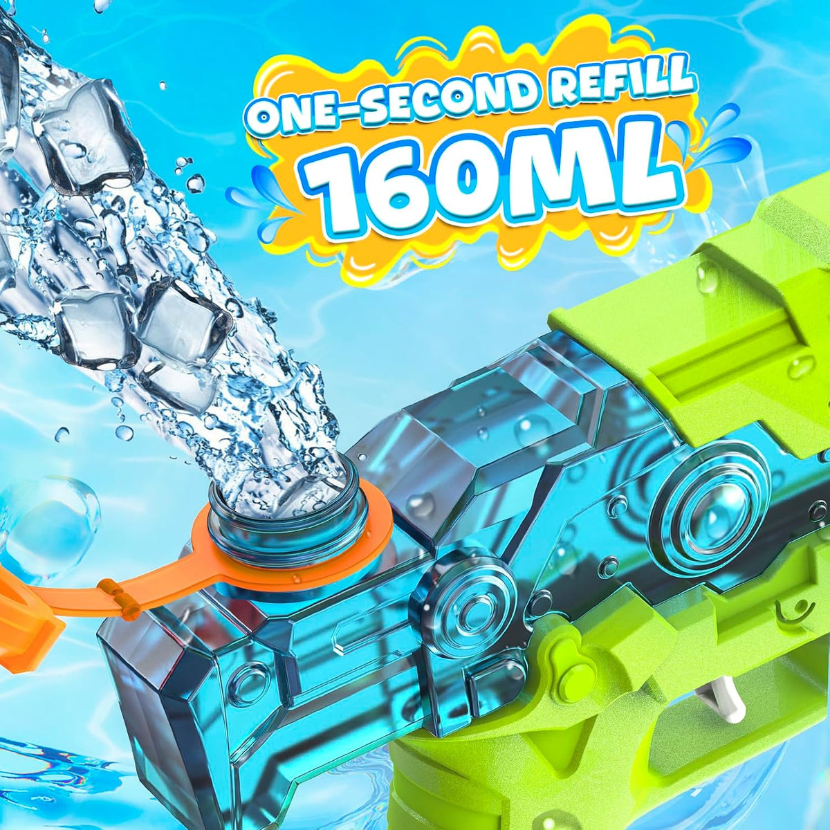 JouJueBoo 2 pack water guns for kids with clear 180cc tanks, blue and green - view 11