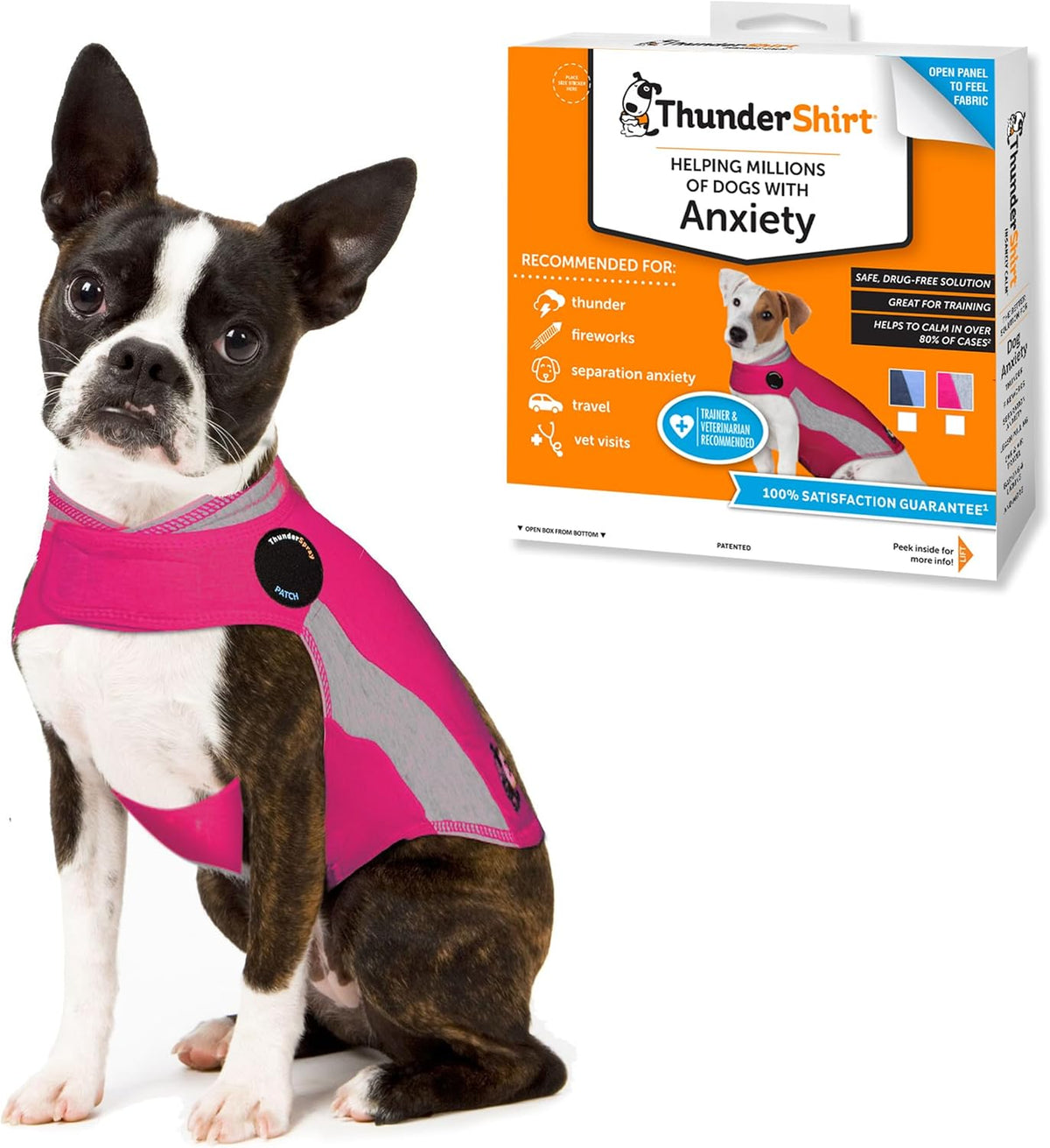 ThunderShirt for Dogs Calming Anxiety Vest, XX Large, Blue Polo – Essentials for Dogs - Pink / X-Small