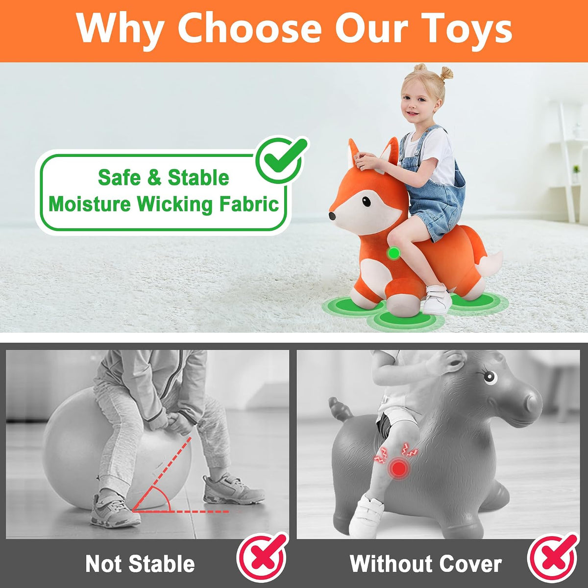Bouncy Pals Bull Hopping Horse - Fox - image 3