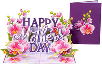 Happy Mothers Day Orchids Pop Up Card - 5" x 7"