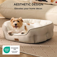 Bedsure Small Dog Bed Washable, Round Cat Beds for Indoor Cats - 28"L x 24"W x 8"Th / Camel - image 3