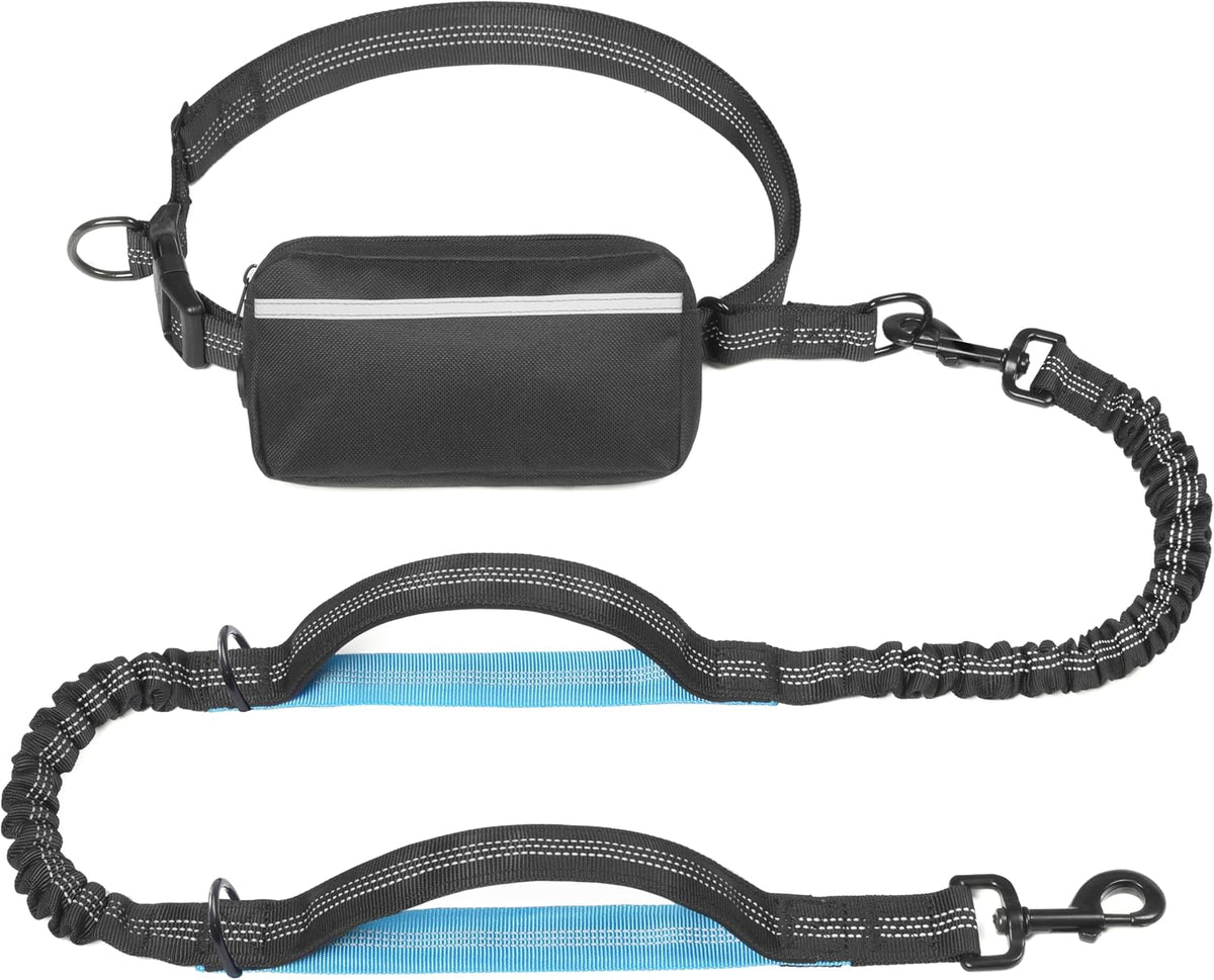 Hands Free Dog Leash with Zipper Pouch - Black / Large