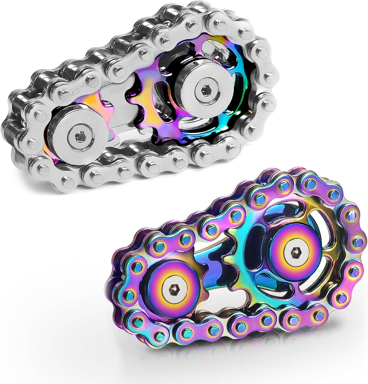 Metal Fidget Spinner Toys for Teens Boys Adults Bike Chain Roller - Rainbow+color