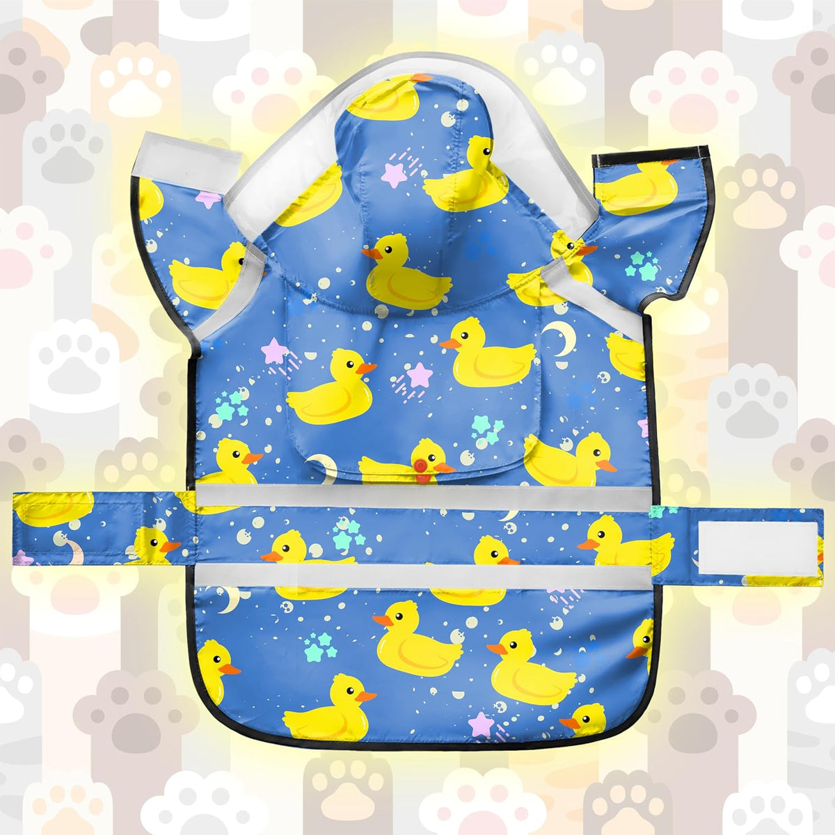 Dog Raincoat, Adjustable Rain Jacket with Hooded Double Layer for Large Medium Small Dogs Puppies - Duck Blue / Medium - image 3