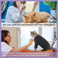 PUMYPOREITY Sticky Hair Cat Clothes, Prevent Hair Loss Cat Pajamas, Soft Cat Sweaters for Cats Only, Cat Hair Sticky Onesie, Cat Recovery Suit After Surgery, Black, S