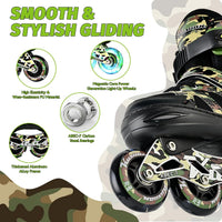 Kuxuan Boys Adjustable Inline Skates with Light up Wheels for Kids - Sand / Large(Kids 3-6 US) - image 4