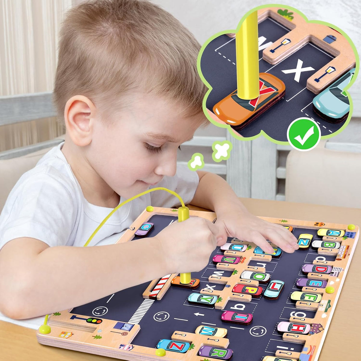 Wooden Magnetic Alphabet Maze Letter Puzzle Montessori Toys for Boys - image 3