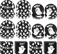 yunhuatdm 180 piece cute ghost Halloween plates and napkins set, black and white - view 10