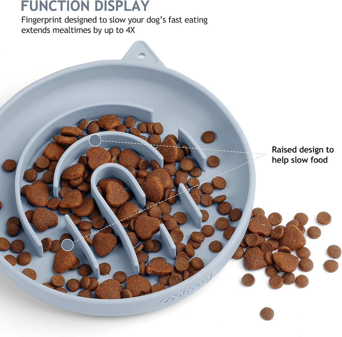 Coomazy Slow Feeder Cat Bowl Silicone Pet Puzzle Feeder for Slow - Light Blue / 1 Cup - image 2