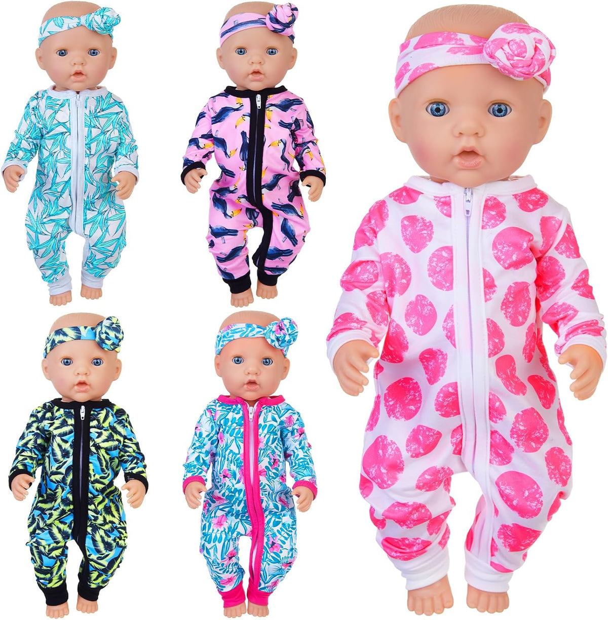Unicorn Element 5 doll jumpsuits with headbands for 14-18 inch dolls - view 2