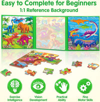 SYNARRY magnetic dinosaur puzzle book with three colorful dinosaur scenes - view 14