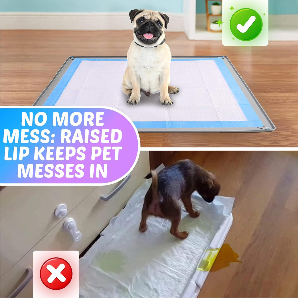 Dog Pee Pad Holder Tray Fits for 30” x 23” Pee Pads - 34 x 28 Inches / Light Grey - image 3