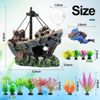 6 Pcs Aquarium Decor Set Shipwreck Decoration Little Diver Floating - 16 Pcs - image 3