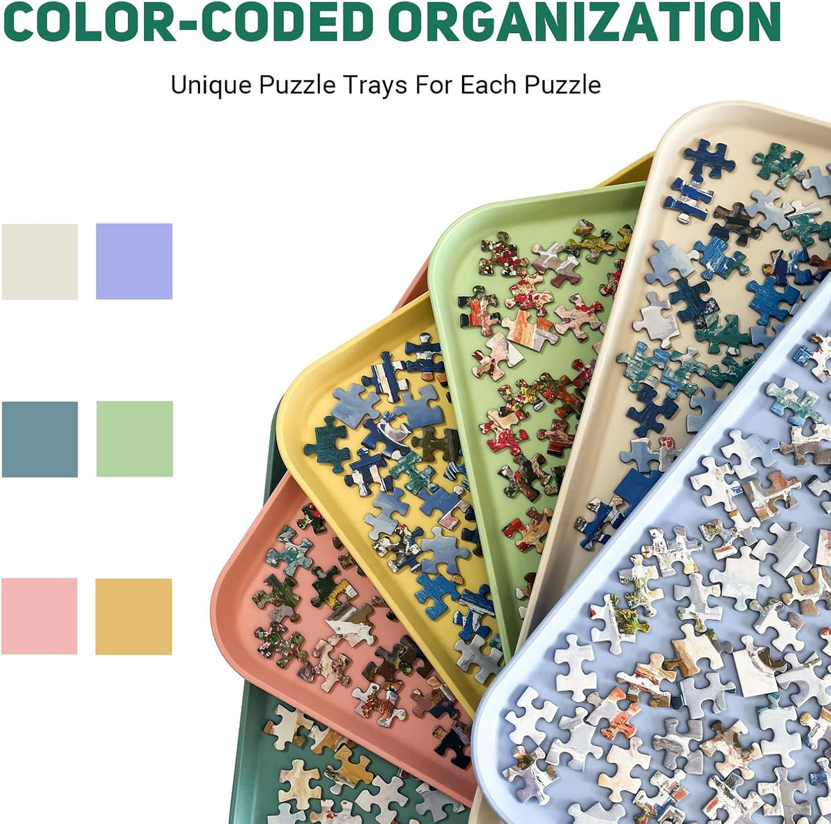 Nariolar extra-large stackable puzzle sorting trays in 6 colors - view 12