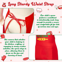 R HORSE Kid Apron and Chef Hat Set - Red Cookie Baking - image 4