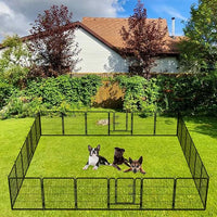 BestPet Dog Playpen Indoor 32 inch 24 Panels Metal Dog Pen Pet Dog Fence Outdoor Exercise Pen with Doors,Pet Puppy Playpen for RV Camping Yard, Black