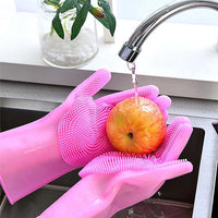 Pet Grooming Gloves，Heat-Resistant Silicone Gloves with High-Density Teeth for Enhanced Massaging and Bathing of Dogs and Cats (Pink, 1 Pair)