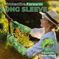 HANDLANDY Women Gardening Gloves, Thorn Proof Breathable Ladies Rose Pruning Long Gauntlet Floral Print Garden Yard Gloves, Gift for Gardeners (Green, L)