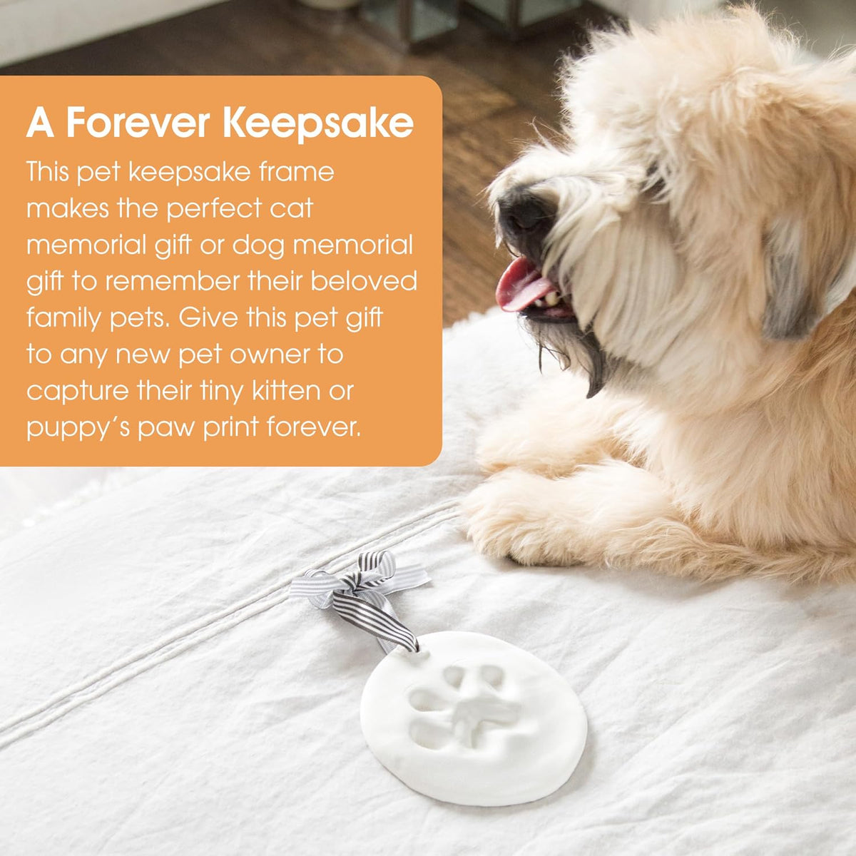 Pearhead Pet Paw Print Keepsake Ornament Kit, No-Bake Clay Kit – Essentials for Dogs - Silver Ribbons Pawprint Keepsake / 1-Pack - image 4