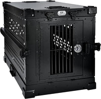 Heavy Duty Fully Collapsible Powder-Coated Aluminum Dog Crate - Small (Black)