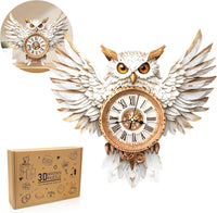 Halloween 3D Puzzles for Adults Halloween Puzzle Clock Adult Craft – Fun for Kids & Family - Snowy Owl Clock