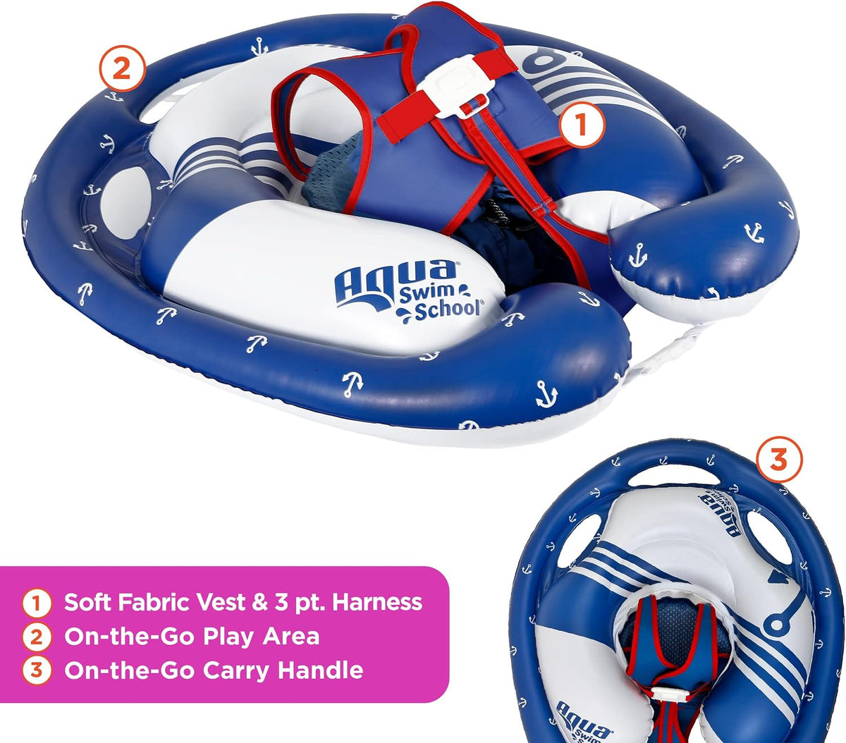 SwimSchool Freestyle Swimmer Baby Pool Float with Multi-Position - Freestyle Swimmer Baby Float - image 2