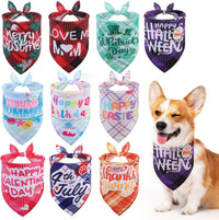 PAWCHIE Holiday Dog Bandanas 10 Packs - Holiday-Plaid(10 Pcs)