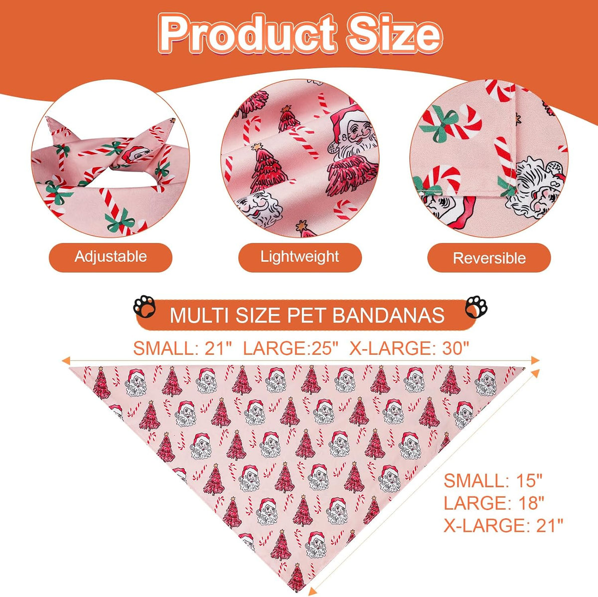 Halloween Dog Bandanas Large 2PCS - pink red-christmas / X-Large - image 3
