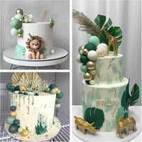 ASTARON 32 Pcs Foam Balls Cake Topper Decorations for Party Cake - Green，gold - image 3