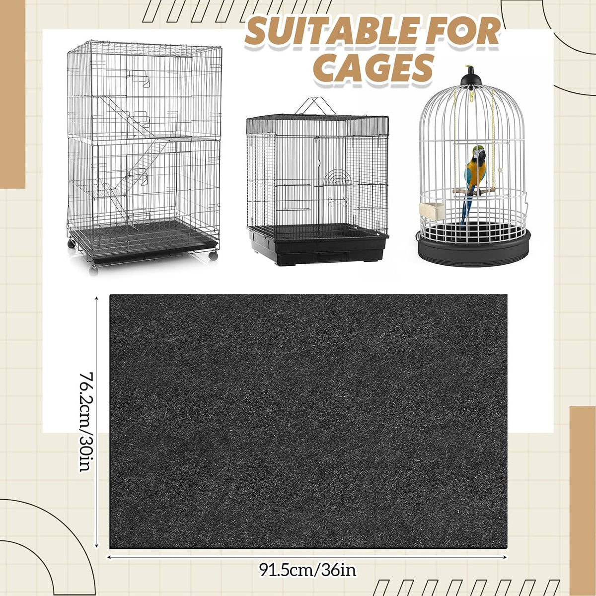 Nuanchu 48 x 48 Inch Large Bird Cage Mat - 30"L x 36"W - image 2