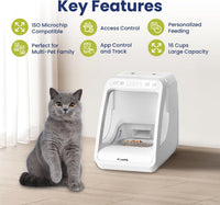 Automatic Microchip RFID Cat Feeder, 16-Cup - White - image 2