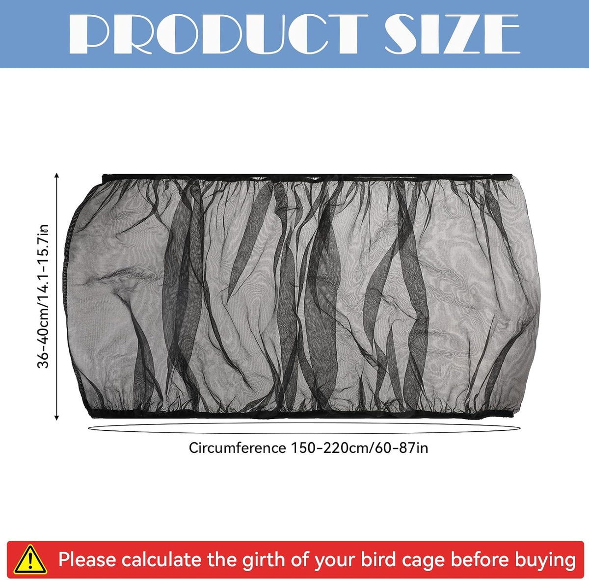 Trinkrittey Bird Cage Seed Catcher White Bird Cage Net Cover - Black - image 3