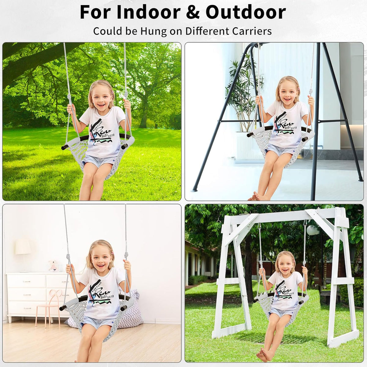 Hi-Na Tree Swing for Kids - Gray - image 4
