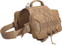 EXCELLENT ELITE SPANKER Nylon Dog Backpack with 2 Side Pockets - Coyote Brown / 9.1"L x 6.7"W x 2.0"H