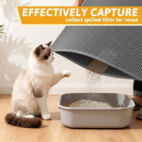 Pieviev Cat Litter Mat, Double-Layer Waterproof Litter Trap - Gray / 47x36 Inch - image 3