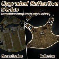 rabbitgoo Tactical Dog Harness Medium Sized Dog, No Pull Military Service Vest with Handle & Molle, Easy Control for Training Walking, Adjustable Reflective Straps, Brown, M