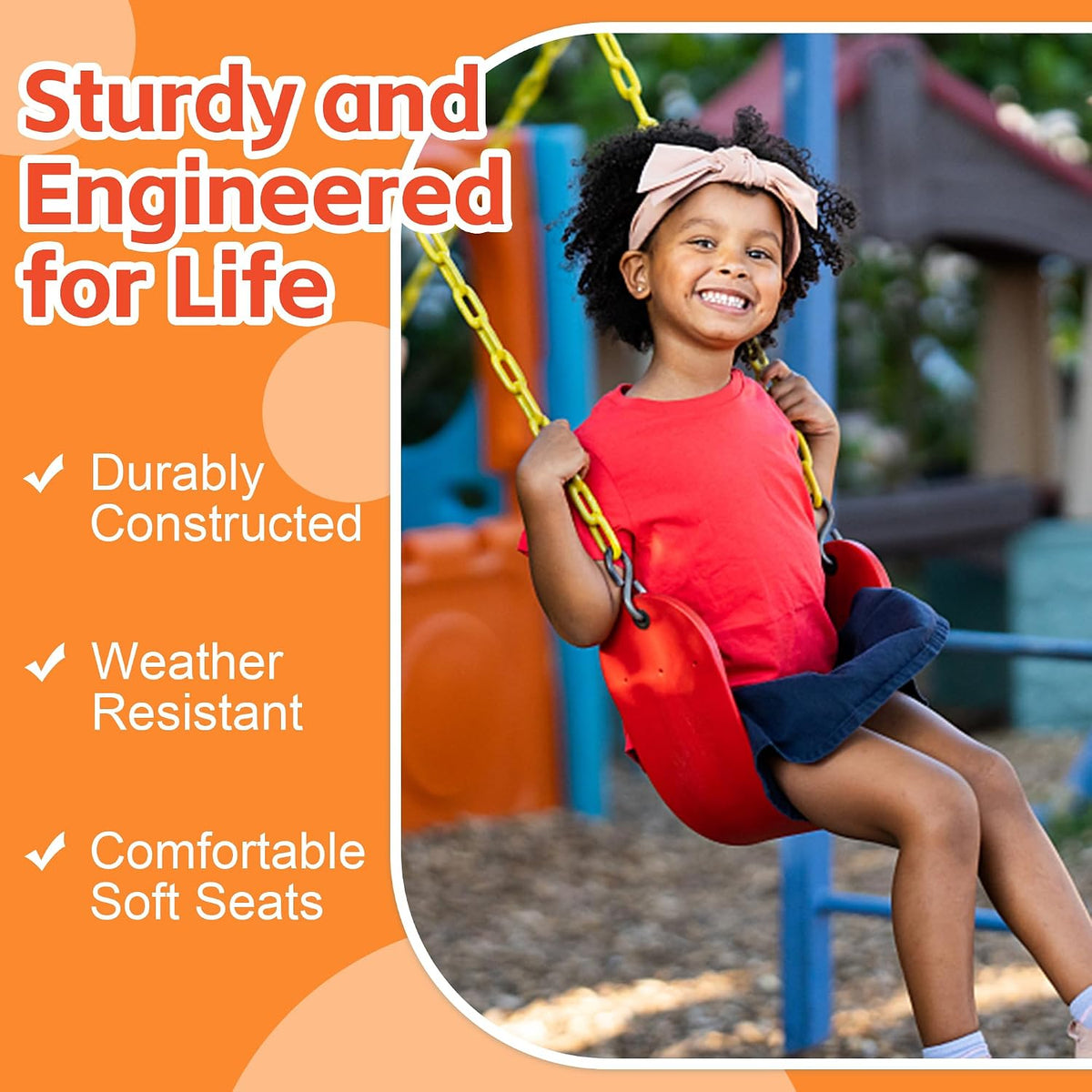Pink Swing Seat, Heavy Duty Chain Plastic Coated - Red - image 4