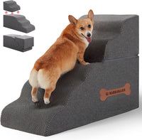 Dog Stairs 4 Steps for Small Dogs and Cats to Get on High Beds - Dark Grey / 5.0 / 31.8"D x 15.7"W x 22.8"H