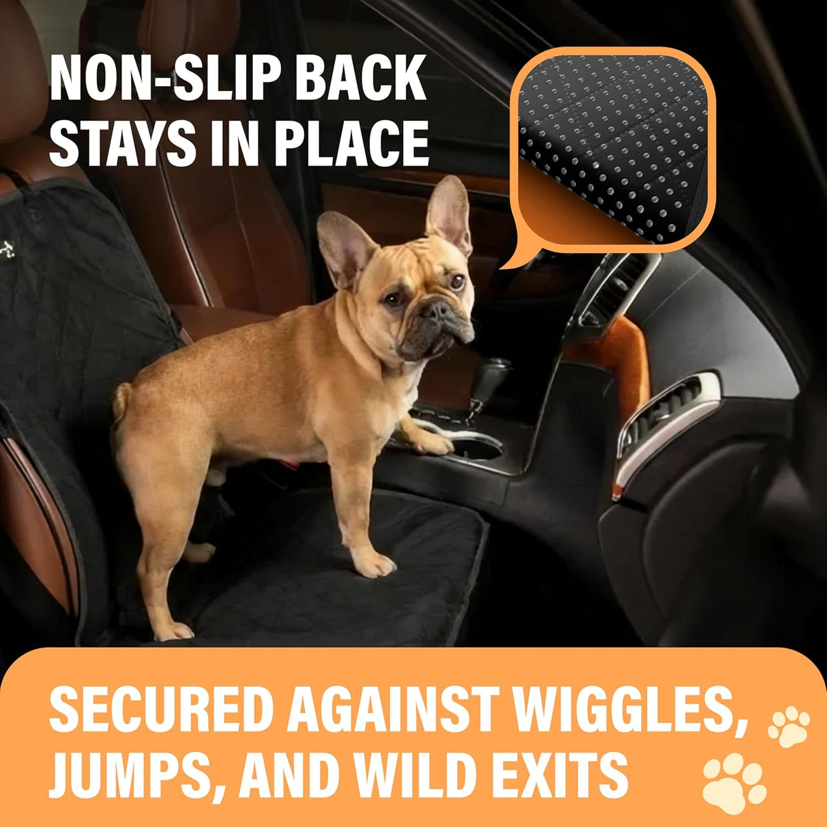 Dog Car Seat Cover, Waterproof Front Seat Protector for SUV Truck Sedan, Pet Safety Travel Comfort - Black - image 3
