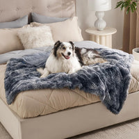 Bedsure Waterproof Dog Blankets for Large Dogs, Fluffy Faux Fur - Tie-dye Grey / XL(50x60") - image 2
