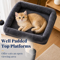 Hey-brother Cat Tree Tower with Padded Platform Bed, Hammock - 53 Inch / Smoky Gray - image 4