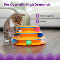 Catstages Tower of Tracks Interactive Cat Toy, 6 Spinning Balls - Orange / One-Size - image 3