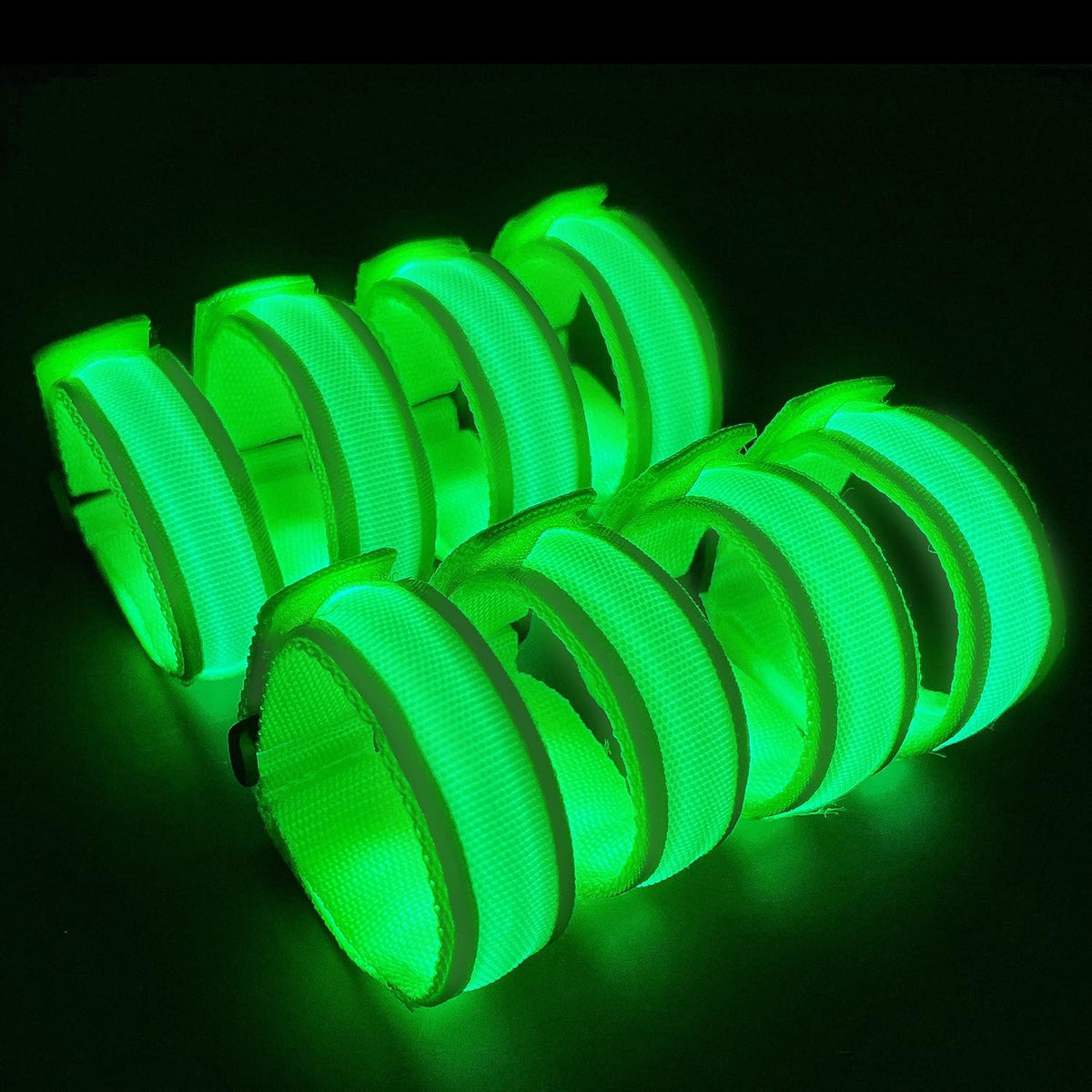 KIRALUMI 8 Pack LED Light Up Bracelets, 3 Modes - Green - 8 PCS