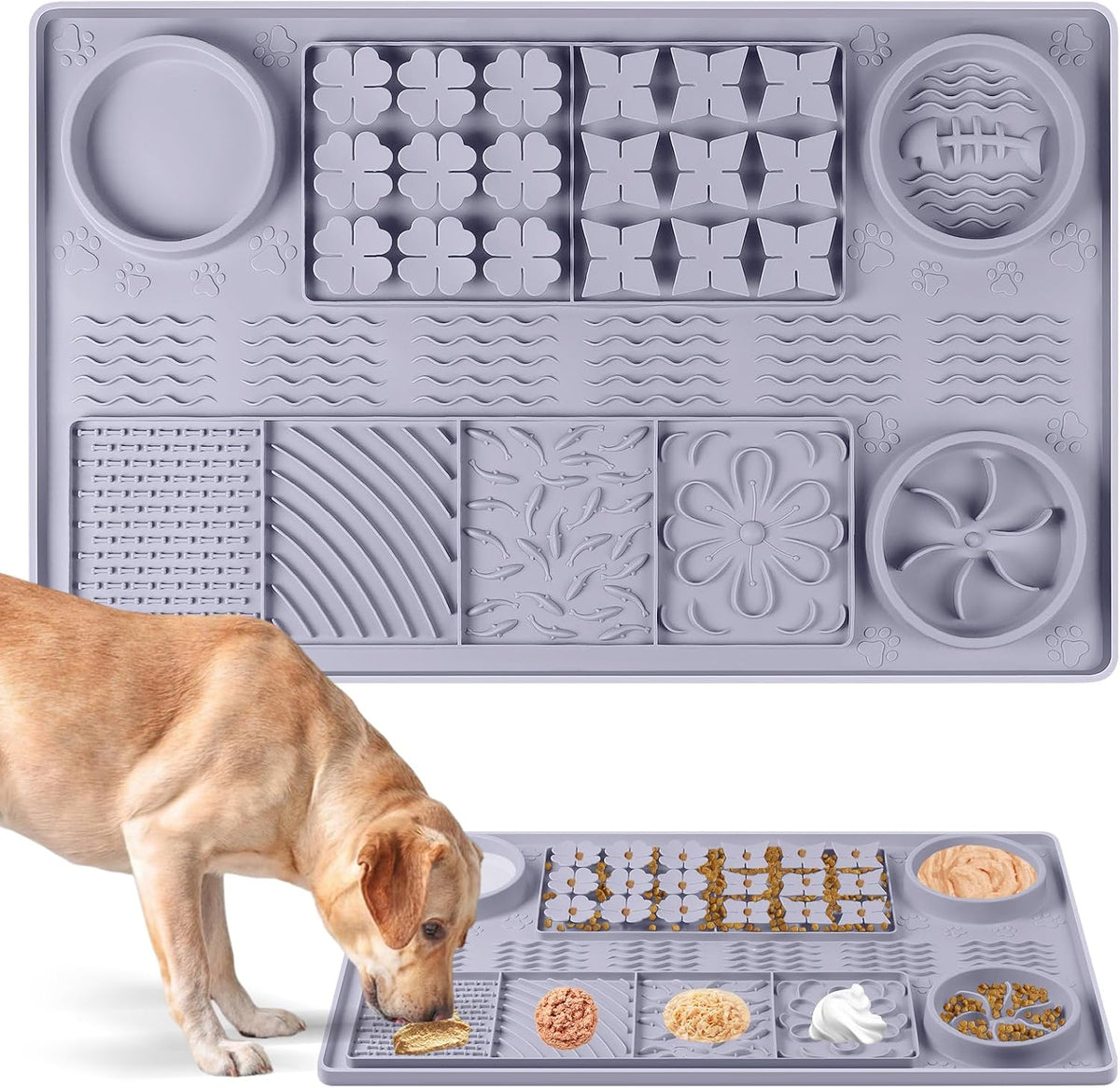 Silicone Snuffle Mat for Dogs 23.6"x 15.7" Large Slow Feeder Mat - Grey:32"x20"