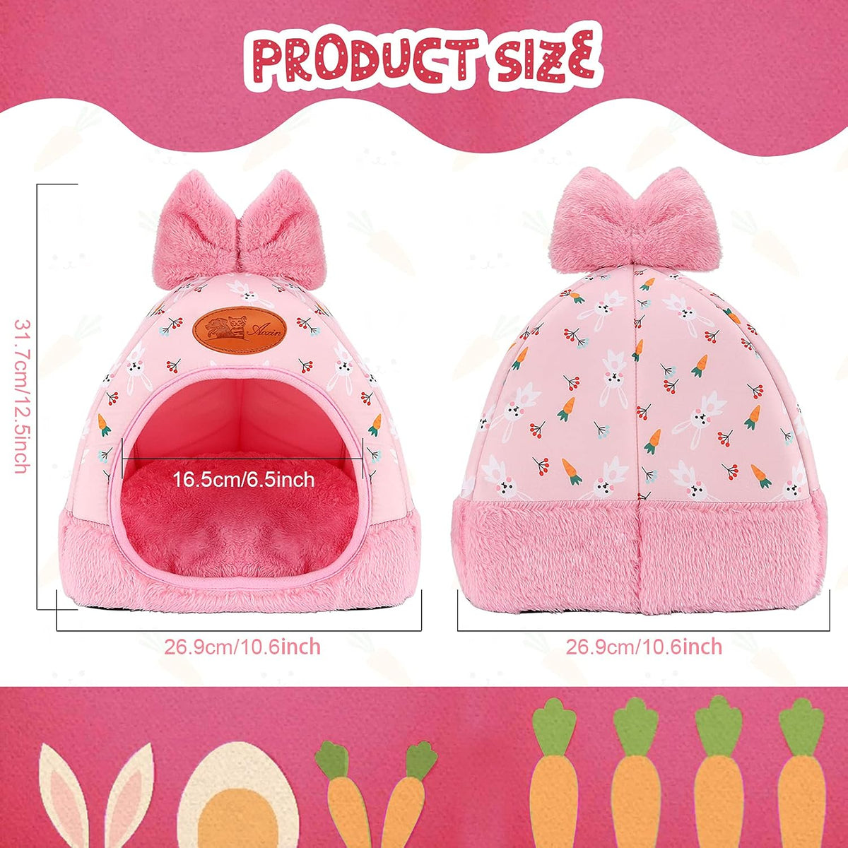 YUEPET Bunny Hideout House, Rabbit Bed - Carrot - image 2