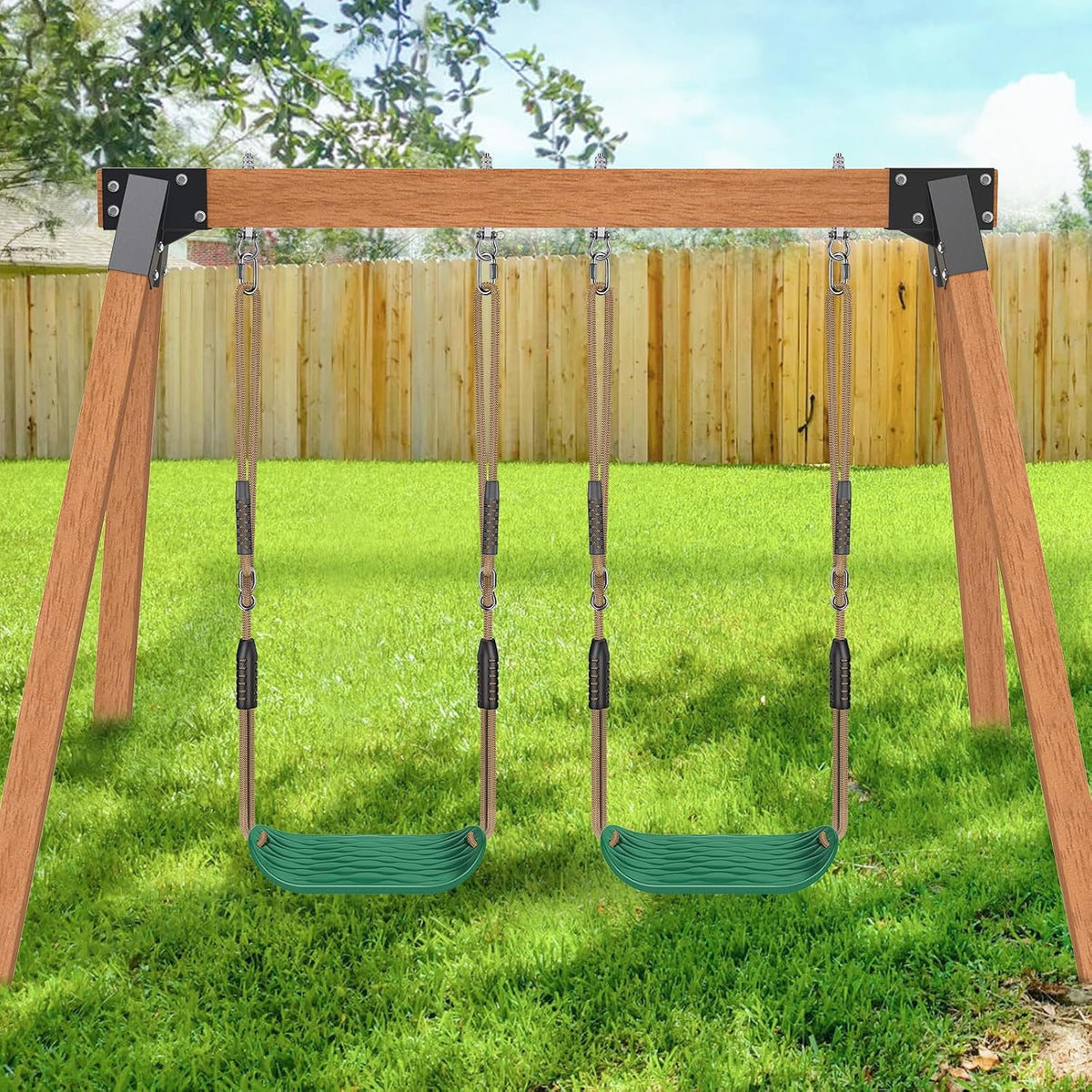 SELEWARE Heavy Duty Swing Seat Replacement, Kids & Adults - Green, 2 Pack - image 2
