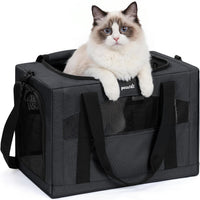 Pecute Cat Carrier Stable, Pet Carrier with Privacy Partition - Dark Gray / 18.5"L x 12.9"W x 11.8"H