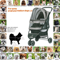 ROODO Escort 3 Wheel Dog Cat Pet Stroller for Small/Medium Dogs Cats - Grey / 33x37 Inch (Pack of 1) - image 4