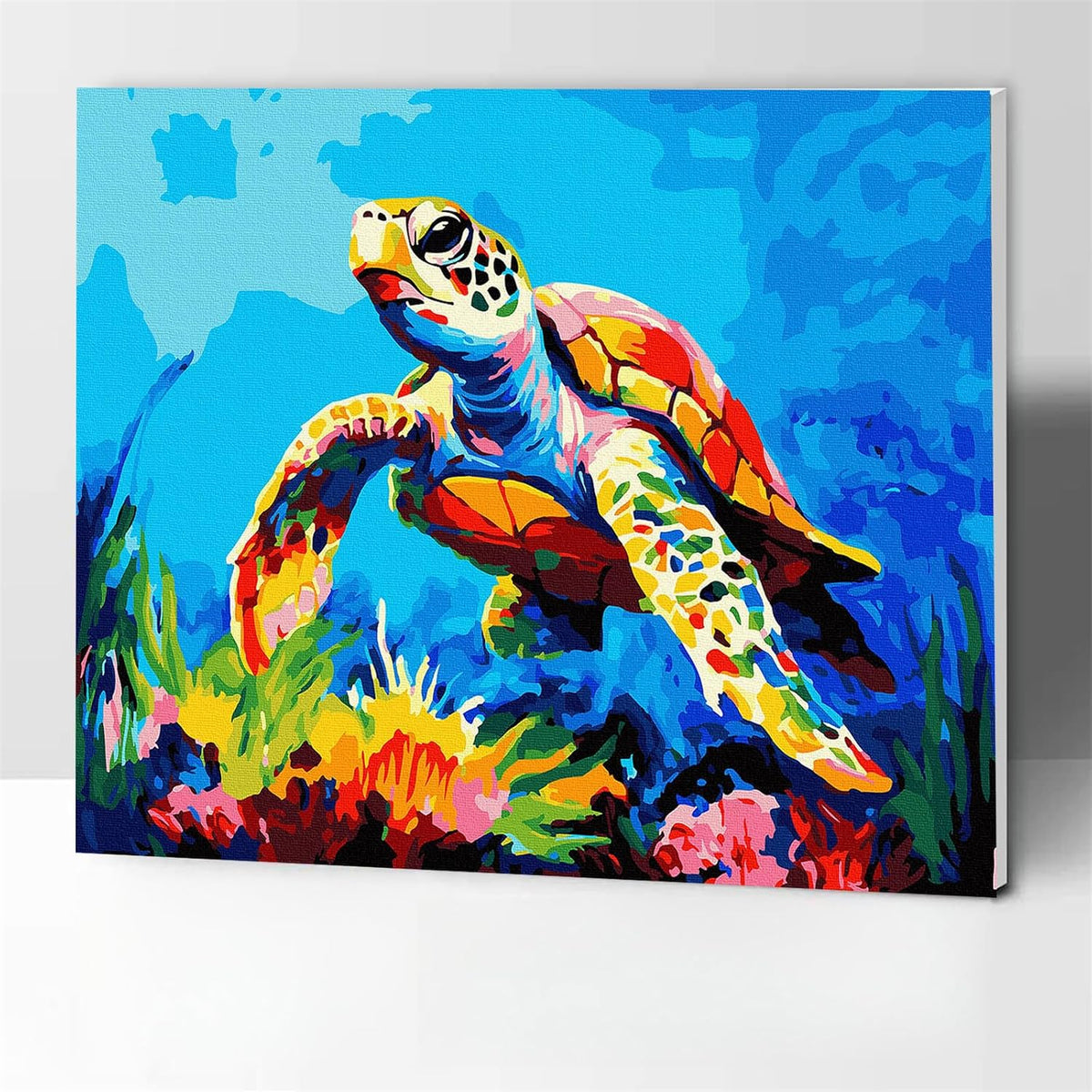 Komking paint by numbers kit for adults, colorful wolf design on 16x20 inch canvas
