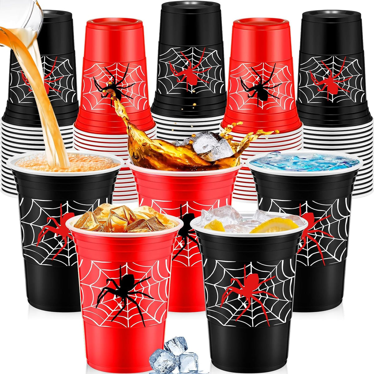 Norme 48 Pcs Checkered Flag Plastic Cups - Spider